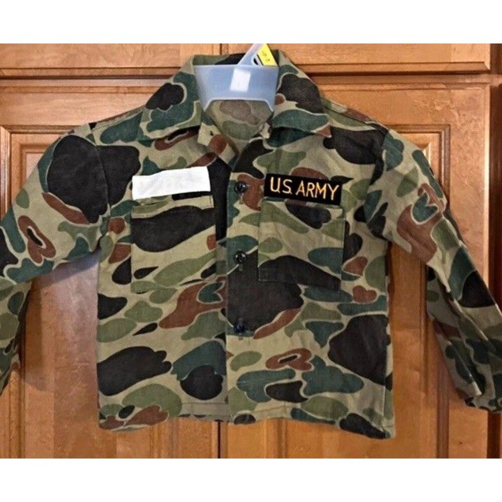 Kids’ Army Camouflage Button Jacket Costume Top w/ US ARMY Tape Size 4 Small